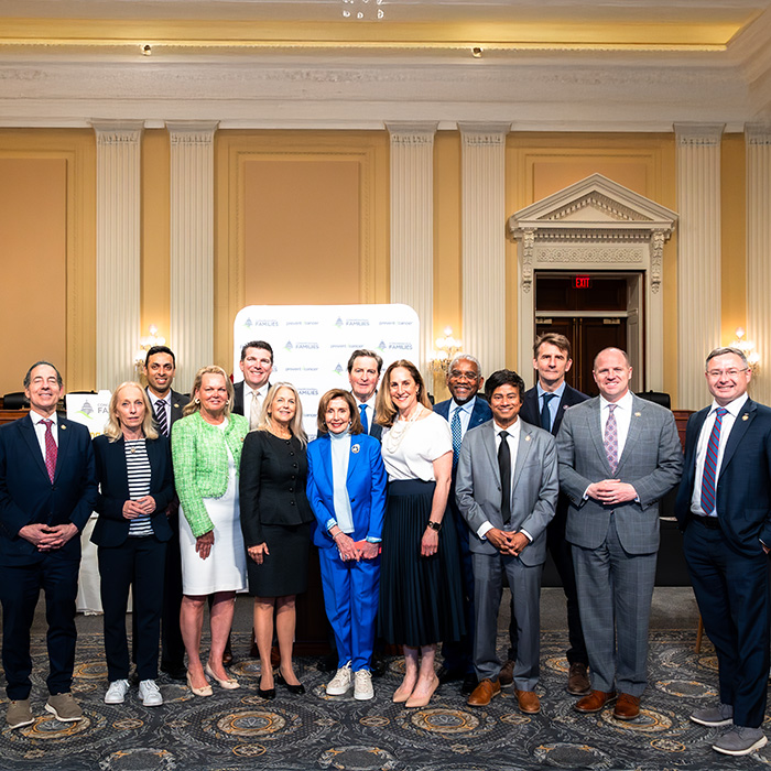A bipartisan group of congressional members with honoree Dr. Dava Newman and Prevent Cancer CEO Jody Hoyos.