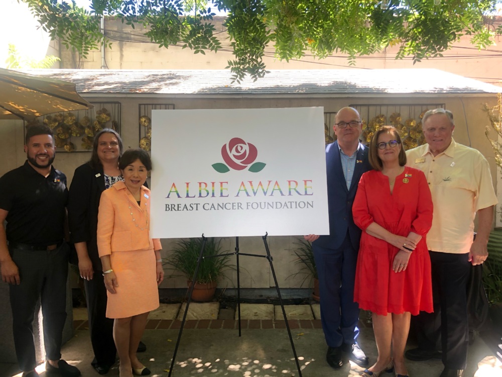Highlighting breast screening services of community grantee, Albie Aware, in 2022. L to R: Koby Rodriguez, Sacramento LGBT Community Center; Courtney Quinn, Albie Aware; Rep. Doris Matsui (Calif.), Congressional Families Program co-founder; Rep. Jim and Program Executive Director Lisa McGovern (Mass.); and Doug Carson, founder, Albie Aware