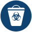 Icon illustration of a plastic bucket with a biohazard symbol on it.