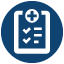 Icon illustration of a checklist with a medical cross at the top indicating medical guidelines.