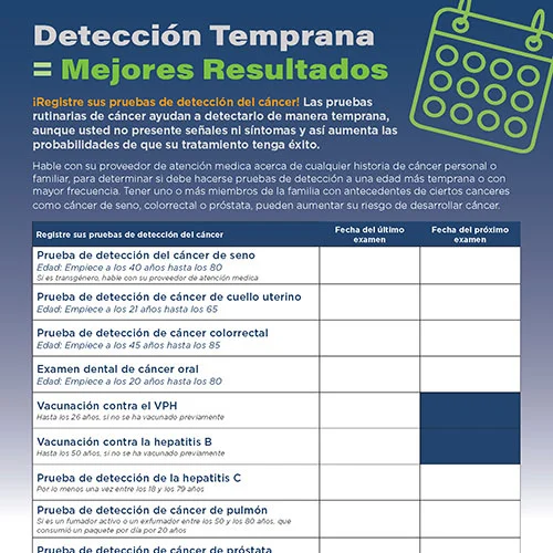 Haga un seguimiento de sus exámenes de detección y vacunas